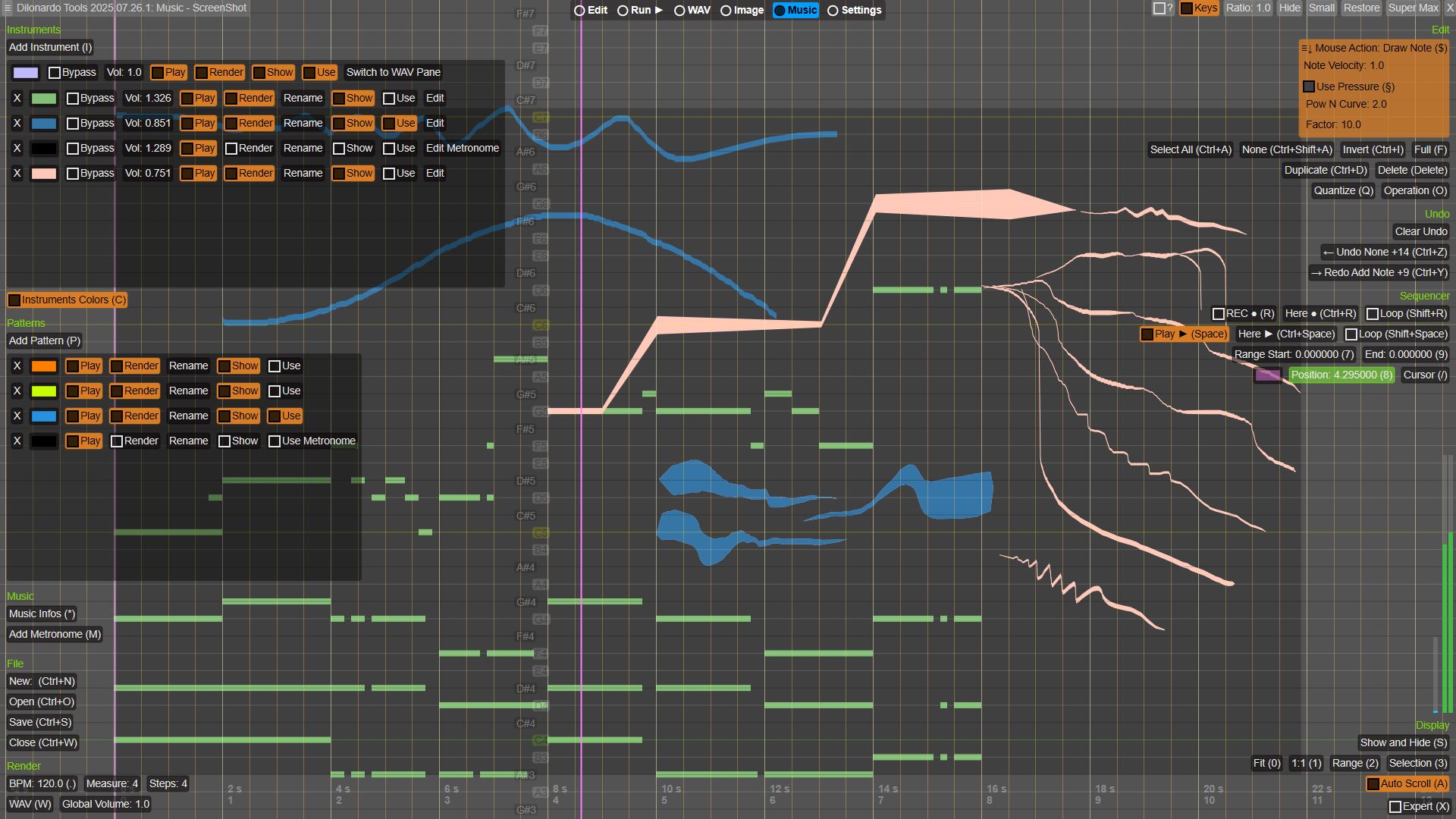 Unconstrained<br>music sequencer